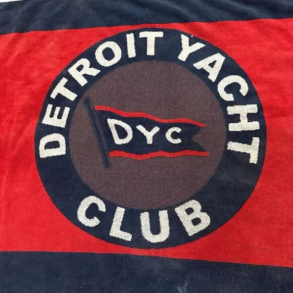 Vintage Detroit Yacht Club Beach Towel Heavy Weight 57” X 30” Made In USA